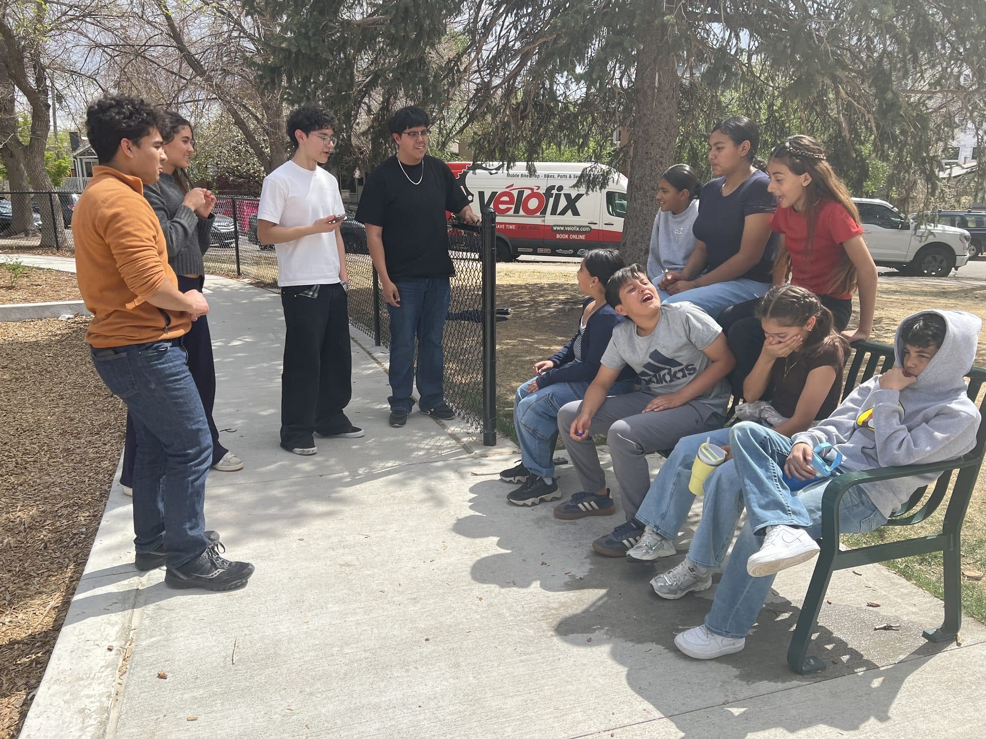 Student laughing during a workshop group activity